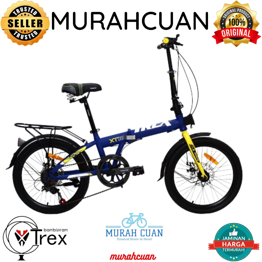 Sepeda Lipat Folding Bike 20 Trex XT-8 Disc Brake 7 Speed Shimano