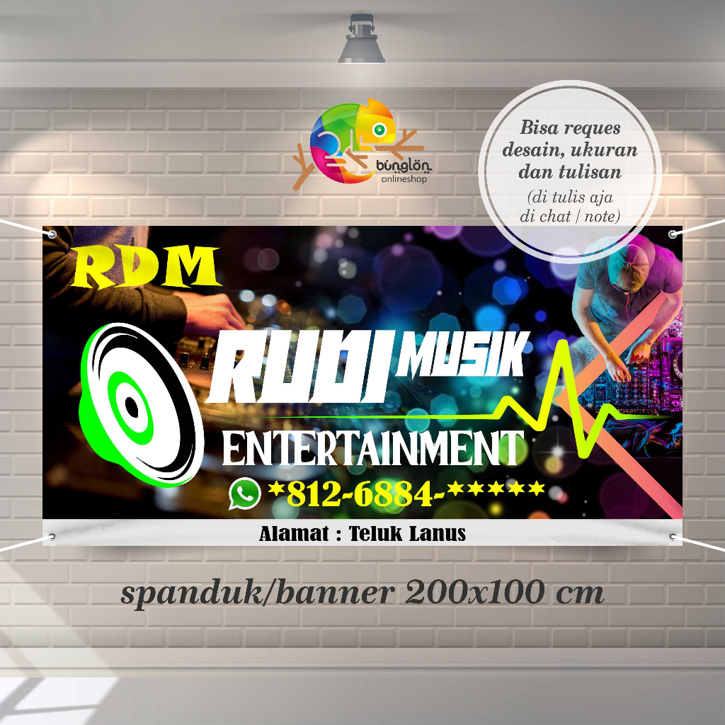 Size 200x100 Spanduk Banner Musik Entertainment, Spanduk Dangdut Organ, Custom