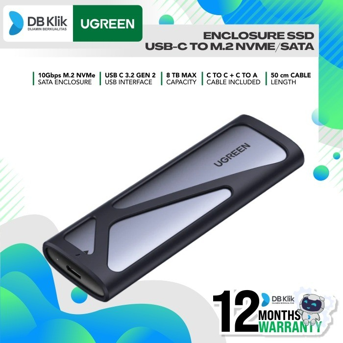 Enclosure SSD UGreen USB-C to M.2 NVME/SATA (90264) - UGREEN 90264