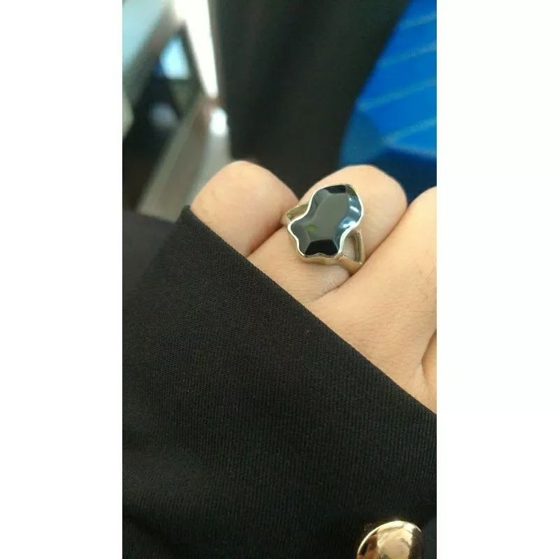 Cincin Terompah Akhwat Polos Batu Hitam