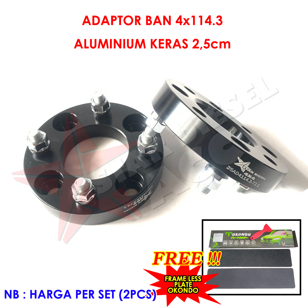 ADAPTOR VELG LOBANG 4 ADAPTOR  4X114.3 MOBIL ATOS ACCENT ELANTRA LOBANG 4 SPACER BAN 25MM