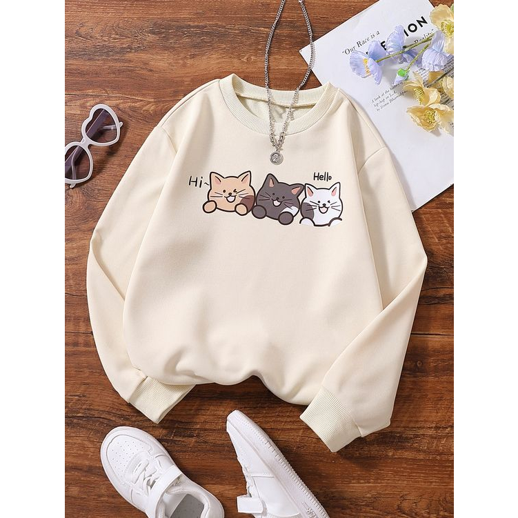 PABRIKHOODIE BASIC SWEATER HI CAT SWEATER (SABLON) PRIA WANITA M-XXL