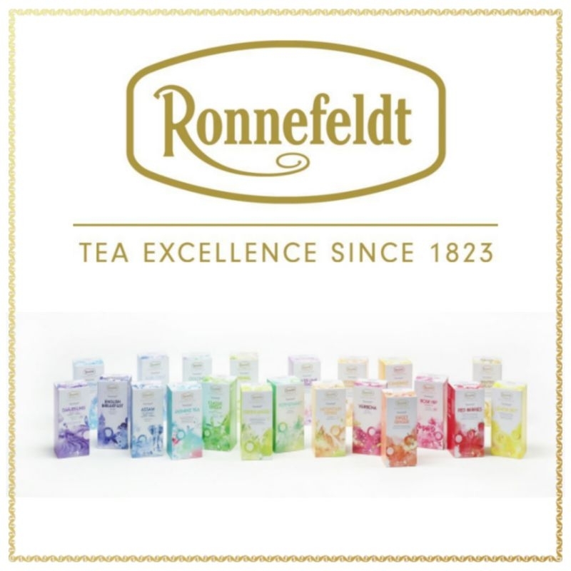 RONNEFELDT TEAVELOPE CLASSIC GREEN - ENGLISH BREAKFAST - VERBENA - CAMOMILE KAMILLE - JASMINE TEA 1,5 G