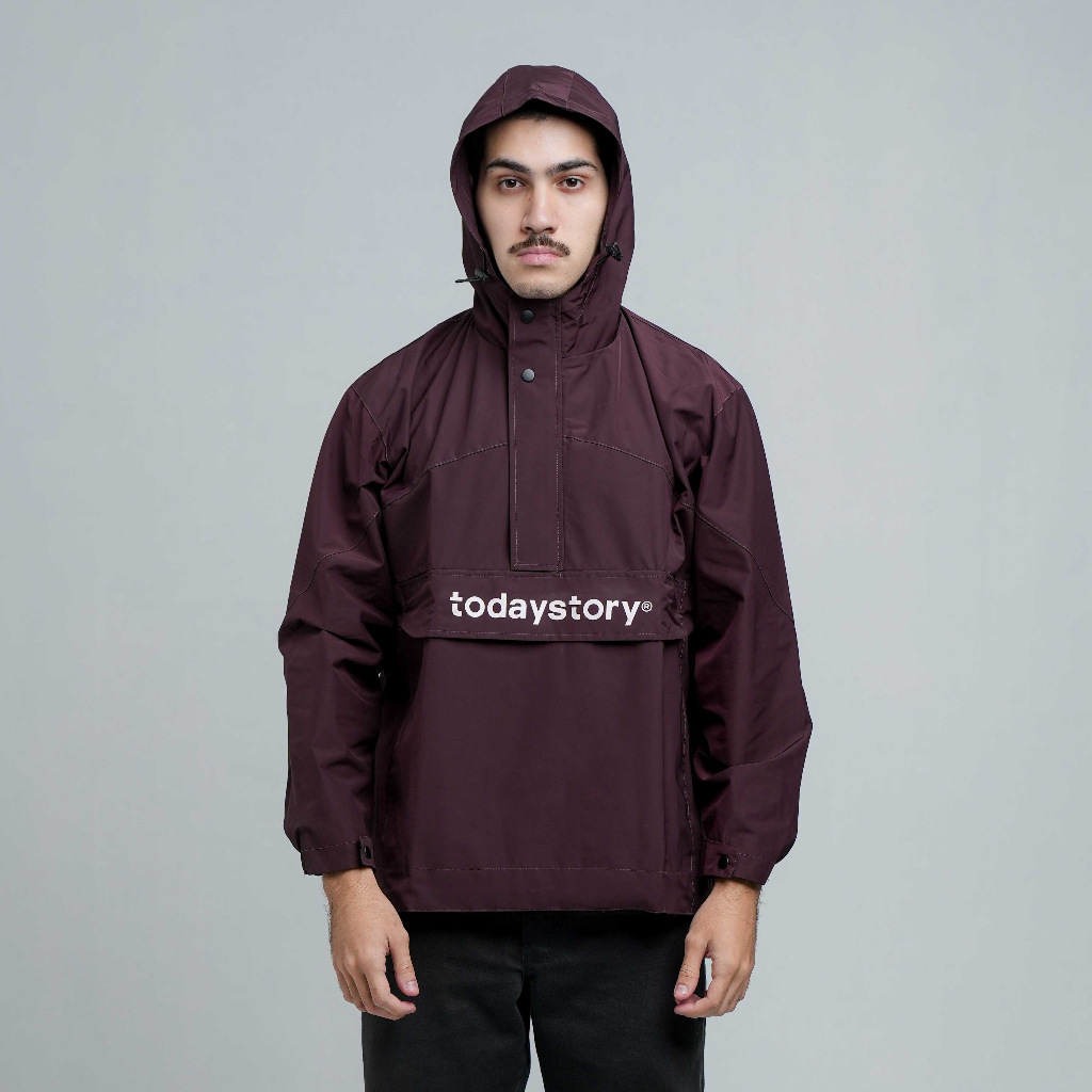 Jaket - Today Story - Water Repellent Anorak Jacket - Maroon