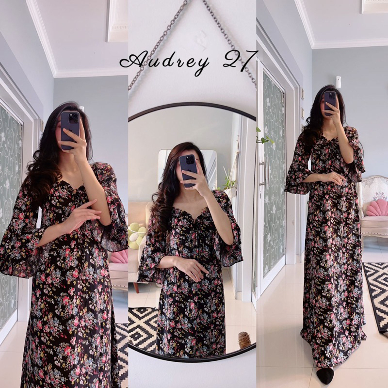 Daster arab FAIRUZ AUDREY Long Dress Rayon Motif Terkini Top model Best Seller