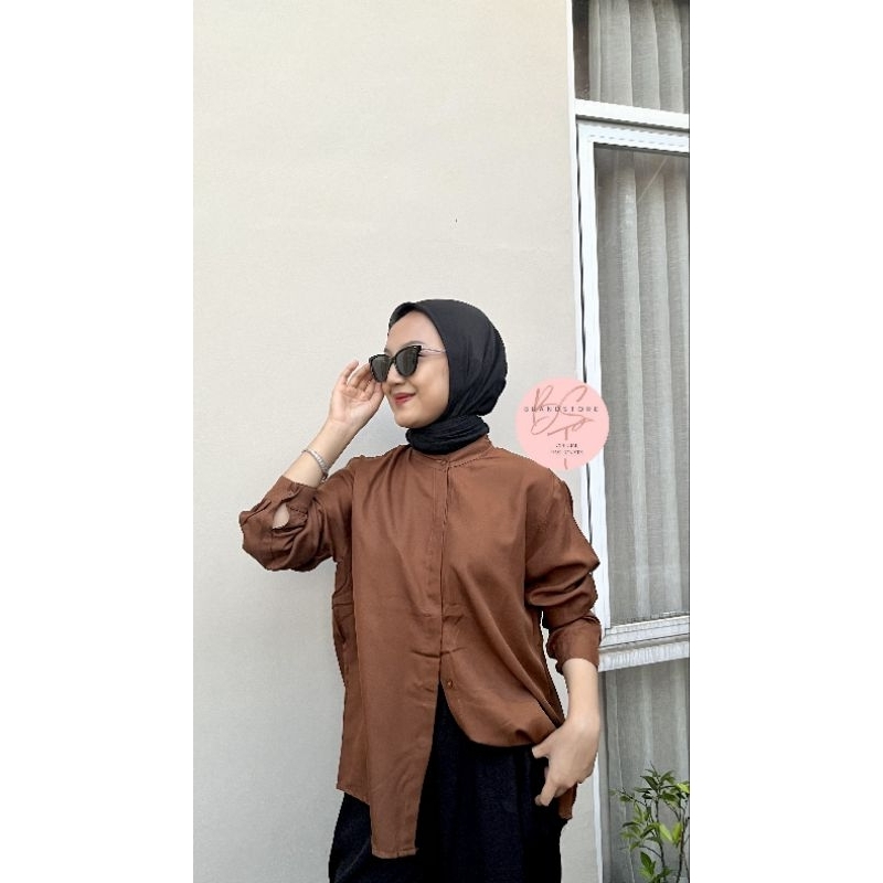 MAUDY SHIRT KEMEJA WANITA BASIC POLOS TERKINI SHAKILA BOTTEGA