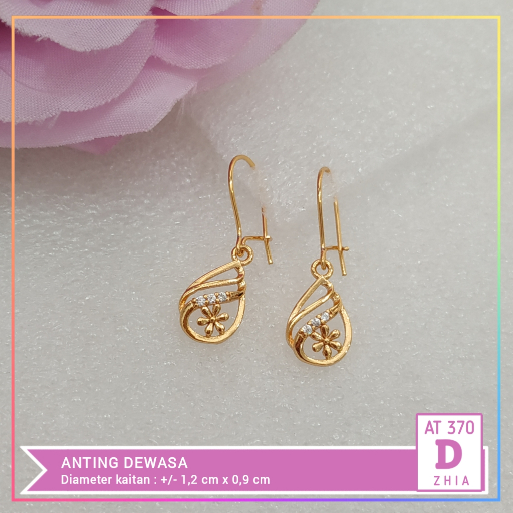 Anting xuping anting dewasa kait mata bunga perhiasan lapis emas gold AT 370