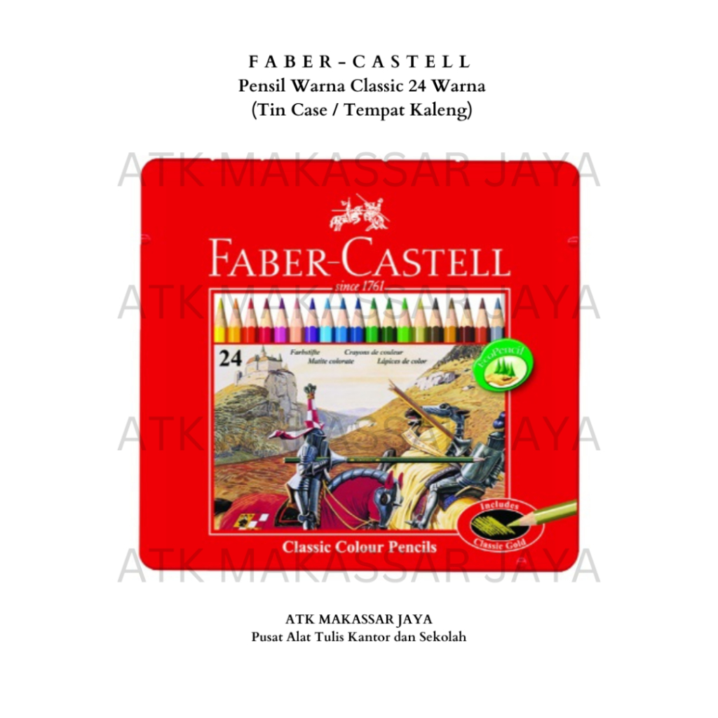 

Pensil Warna / Coloured Pencil Faber Castell Classic 24 Warna Tin Case (Tempat Kaleng)