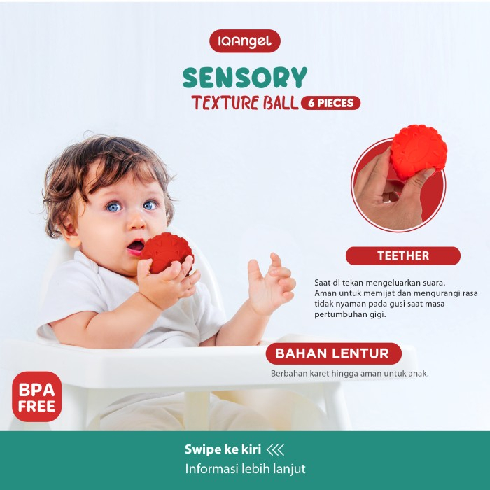 Mainan anak IQ Angel Sensory Texture Ball 6pcs IQ0256