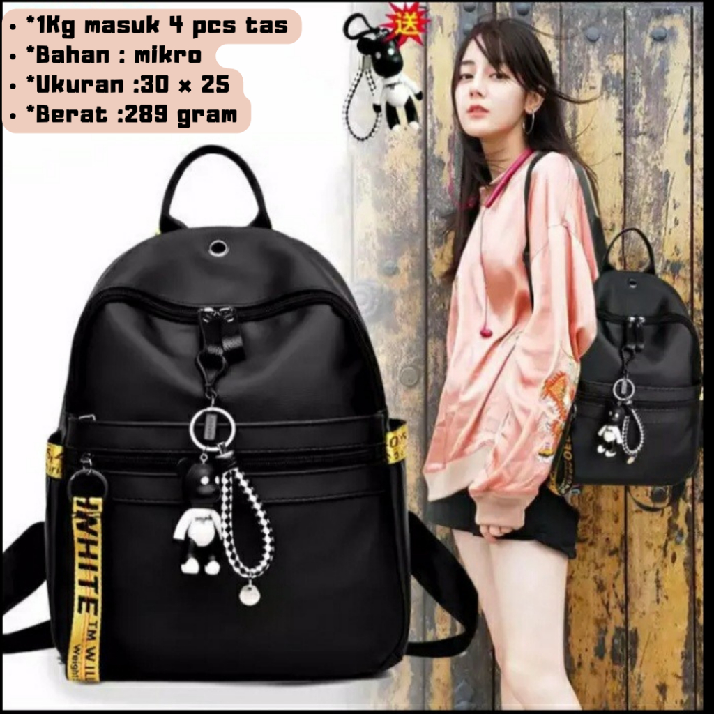 TAS RANSEL BACKPACK GENDONG BELAKANG WANITA CEWEK KANVAS IMPORT KOREA MURAH MULTIFUNGSI RENATA