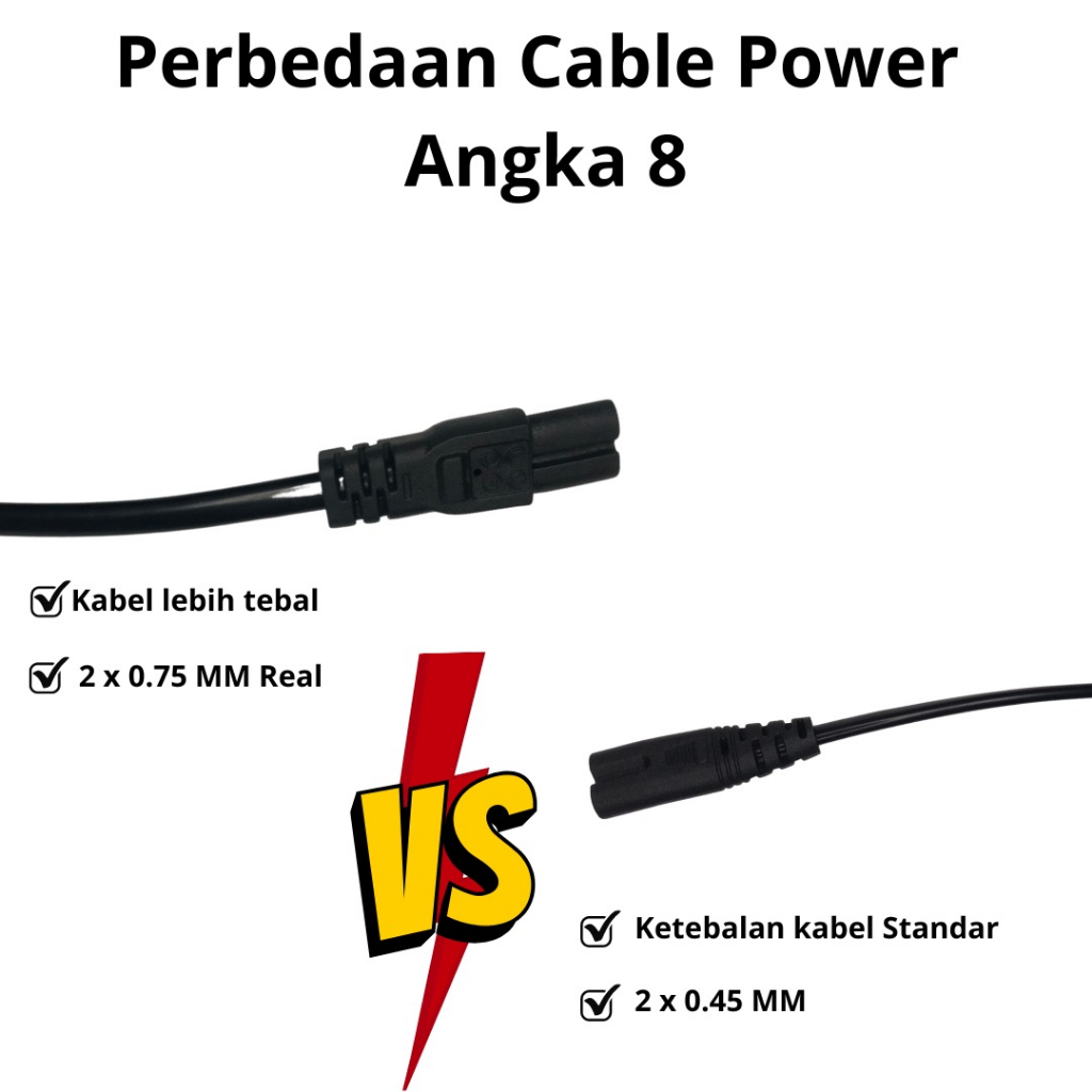 Kabel Power kabel angka 8 kabel printer HP Epson / Kabel Angka 8 bagus