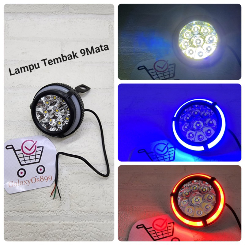 Lampu Tembak Spion 9 Mata Model Projie - Lampu Tembak Spion LED Variasi Universal Mode Kedip Dan Diam