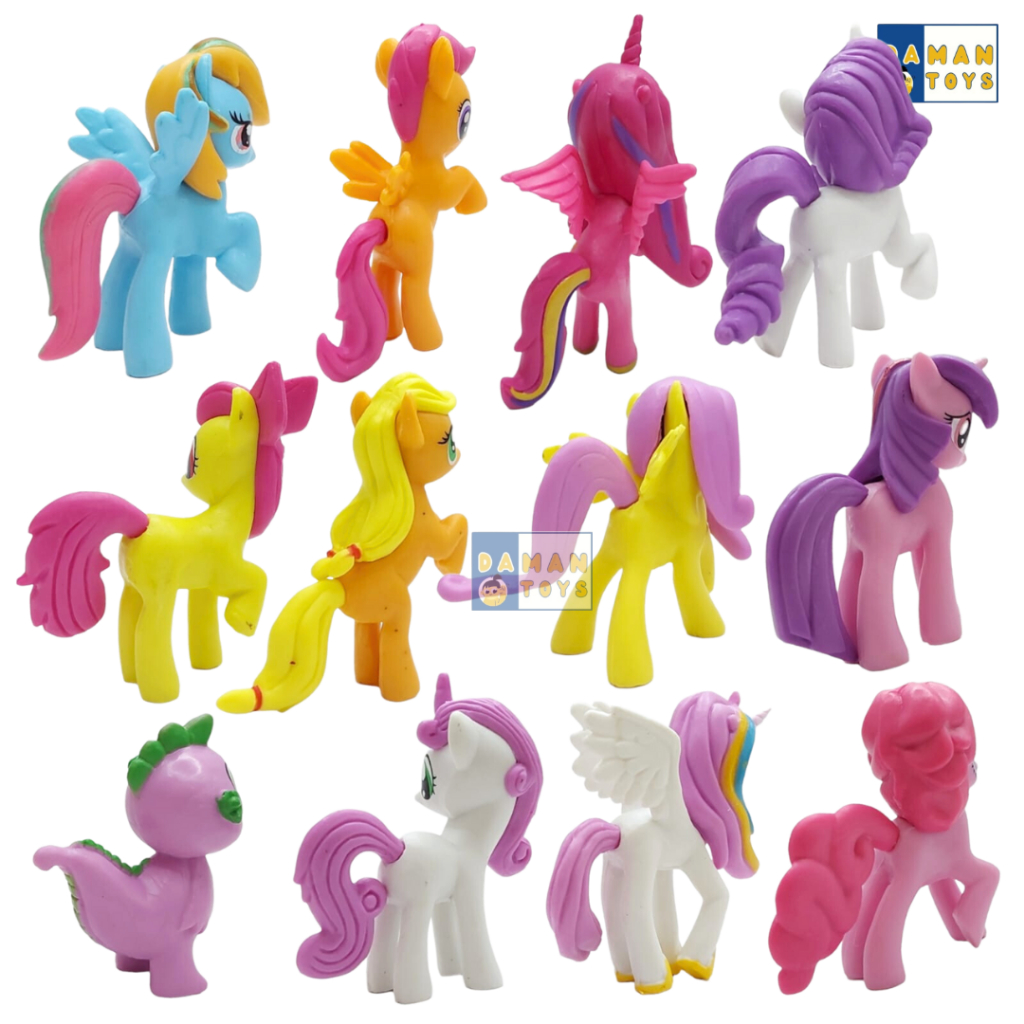 Action Figure My Little Pony 12pcs Pajangan Miniatur Mainan Hiasan Topper Kuda Poni