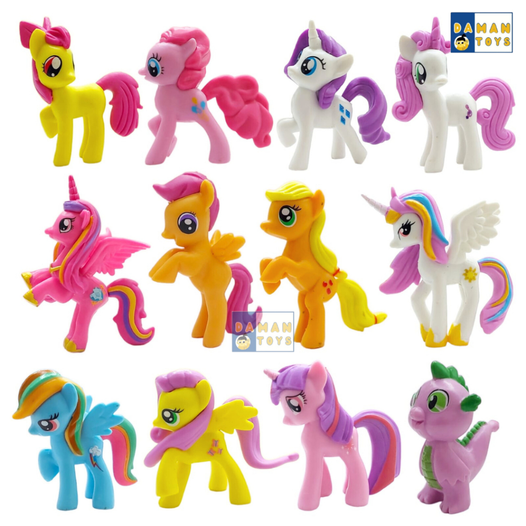 Action Figure My Little Pony 12pcs Pajangan Miniatur Mainan Hiasan Topper Kuda Poni