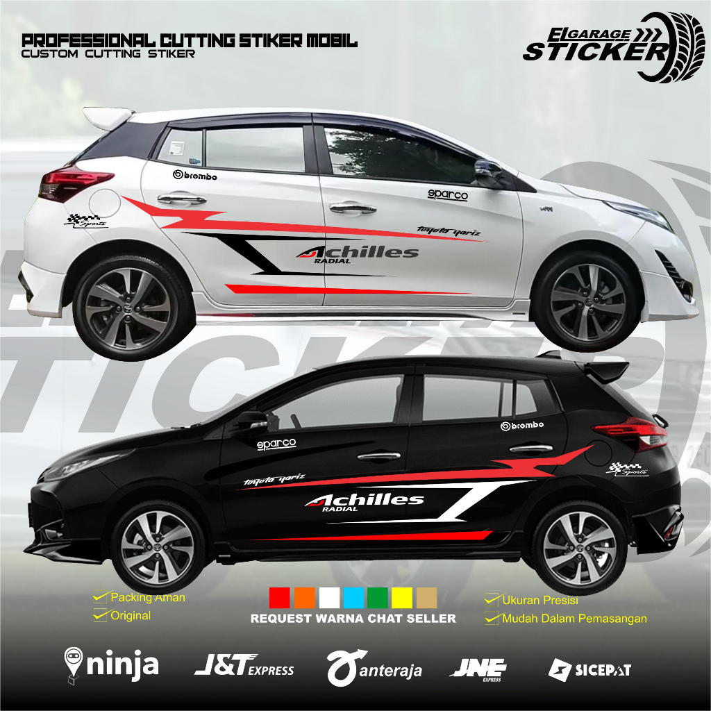 Stiker mobil toyota yaris stiker achiles stiker cutting variasi body samping mobil toyota yaris
