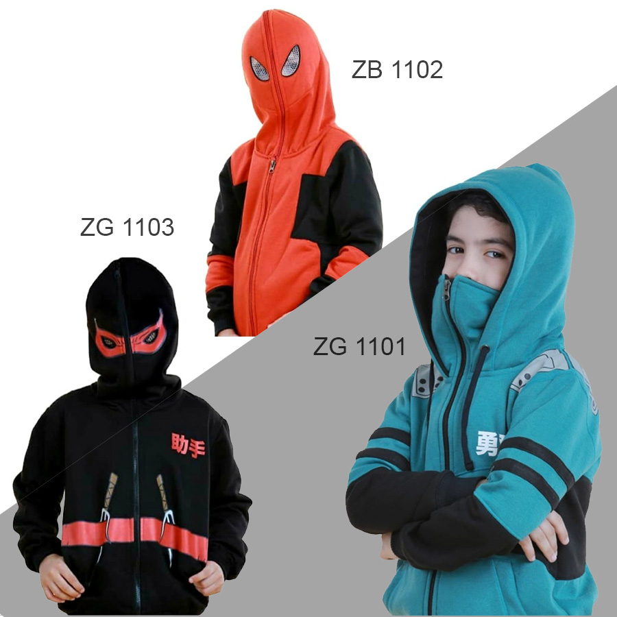 JACKET SWEATER NINJA SERIES ZAGIB KIDS - switer jaket ninja lucu unik keren anak laki laki cowo usia 6 8 10 12