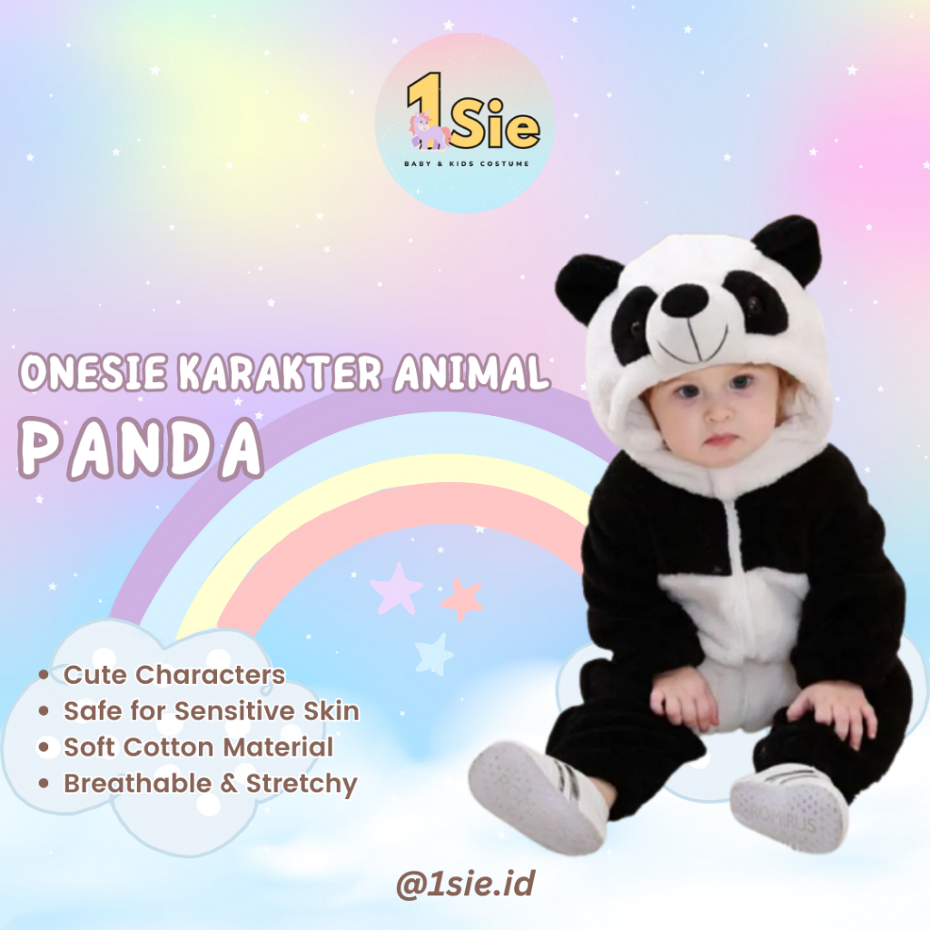 PANDA 1sie Onesie Hewan Grosir Murah Baju Karakter dan Anak Baju Tidur Kostum Bayi Binatang Jumper A