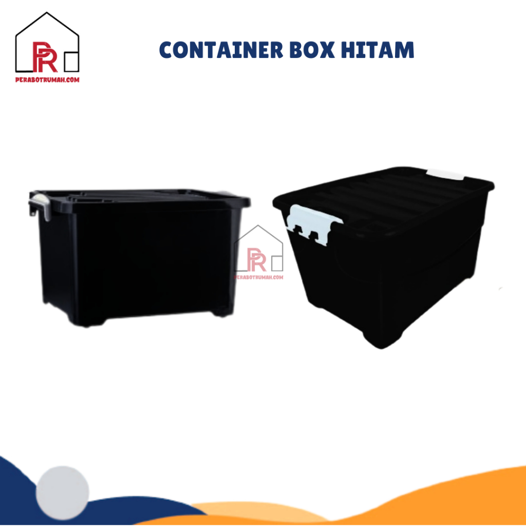 Container Box Hitam 50L / Box Roda / Container Box / Kotak penyimpanan besar