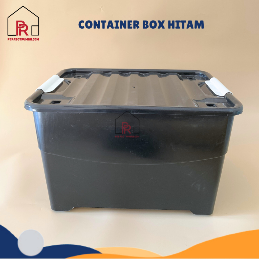 Container Box Hitam 50L / Box Roda / Container Box / Kotak penyimpanan besar