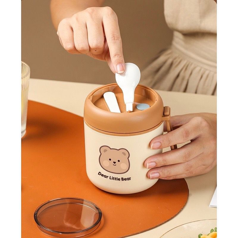 Cangkir Sup Bekal Sup Soup Cup Stainless Steel 304 Cangkir Sup Premium Bear Tahan Panas Lunch Box Kotak Makanan Hangat Tahan Lama