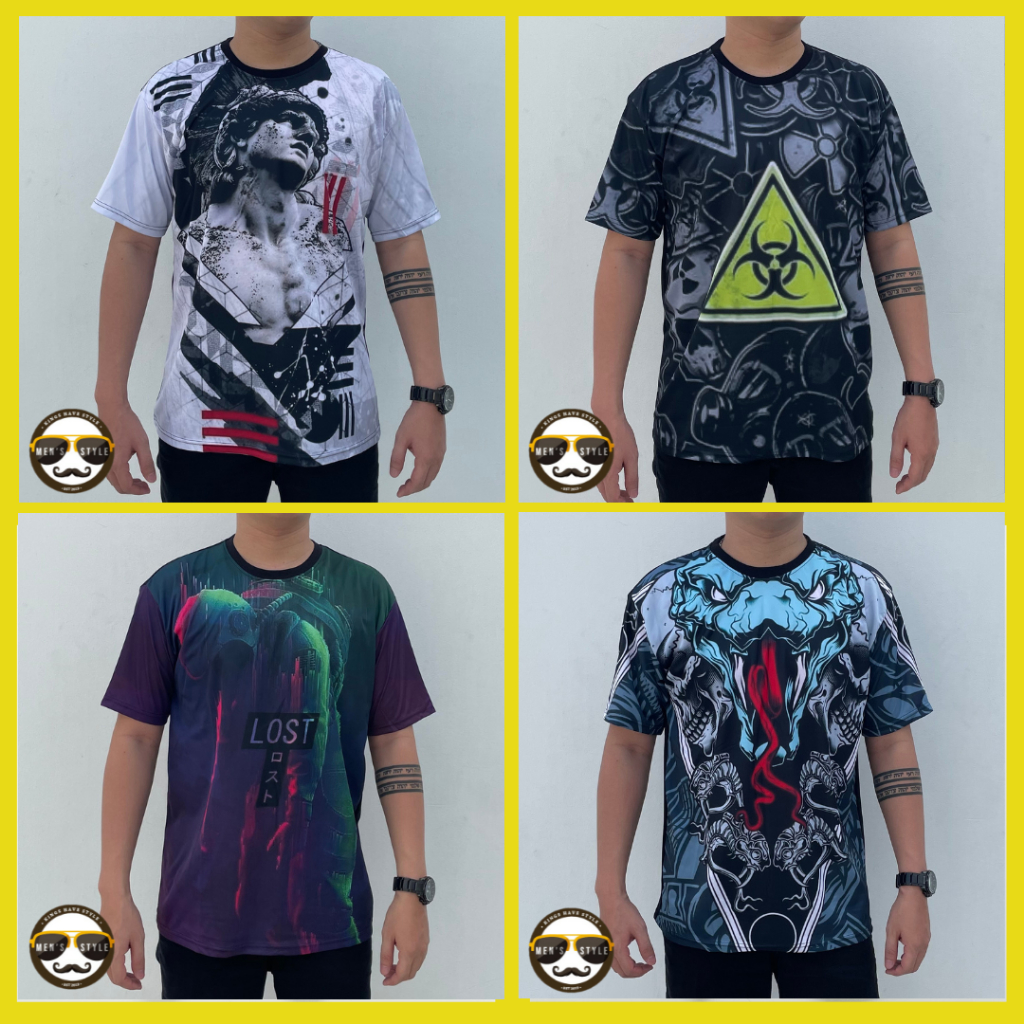 Baju Kaos Pria Distro Bangkok Printing Import Thailand Abstrak Line