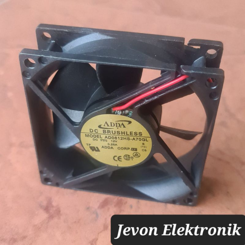 Adda Fan DC 8x8 cm 12V 0.25A Motor Kipas 8cm 12 V Volt 0.25 A Ampere