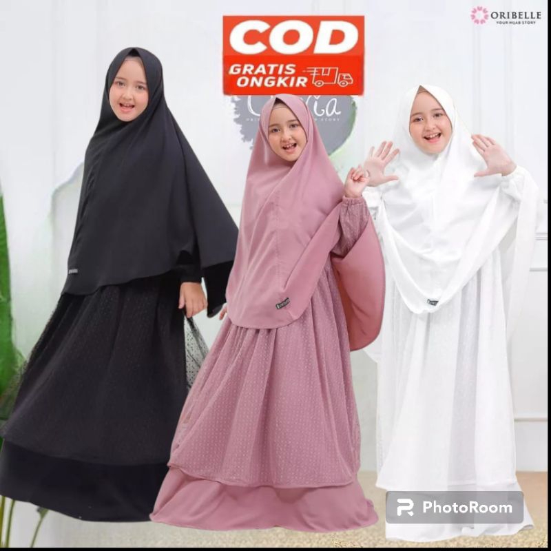Gamis Anak Perempuan Hitam Putih Milo Pink polos | Gamis remaja syar'i anak perempuan tanggung | Baj