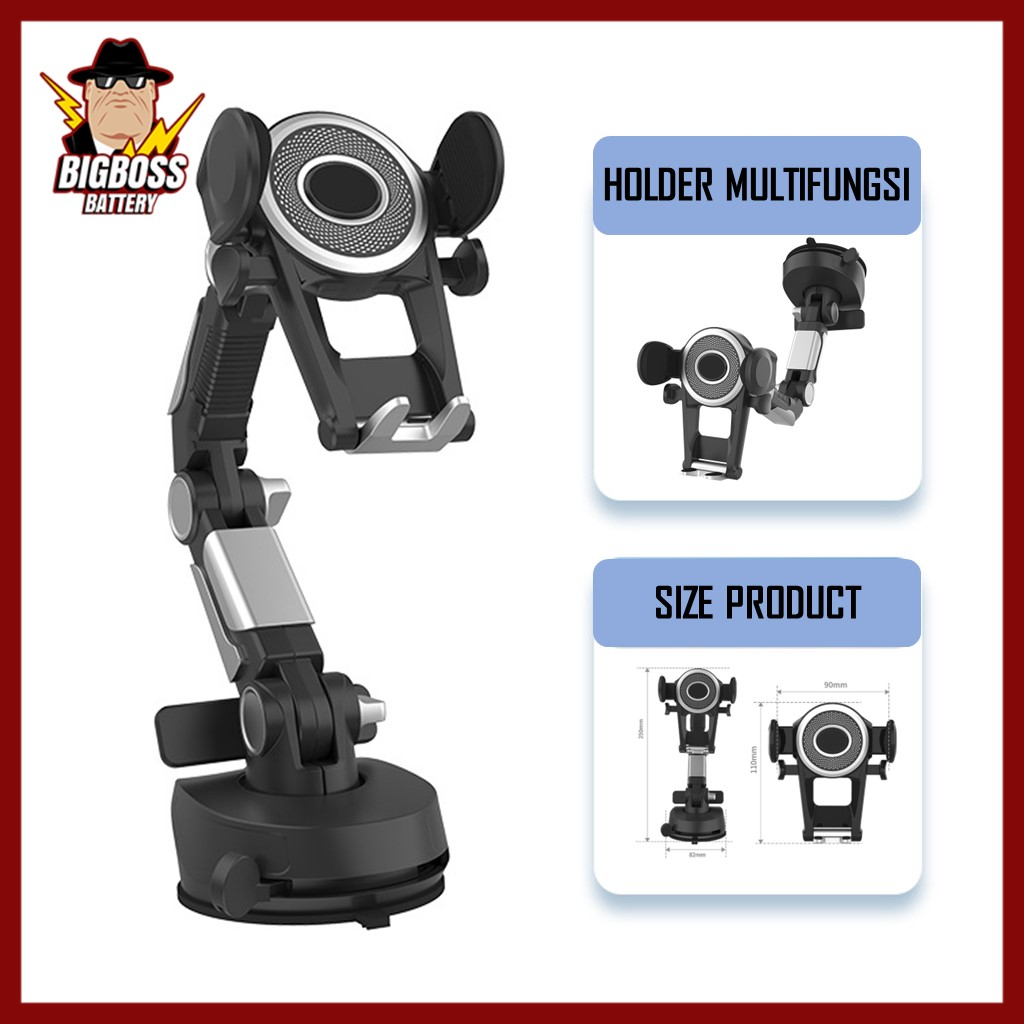 Phone Holder Big Truck Multifungsi Holder Mobil 4IN1 Putar 360 Derajat Phone Stand Penyangga Handphone Dashboard Dan Kaca Mobil