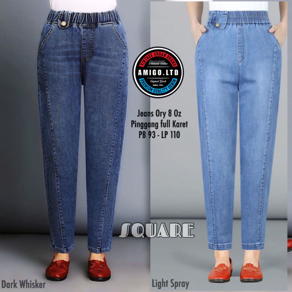 DB - Celana Highwaist Boyfriend Harem Baru Whisker Spary Celana Jeans Wanita Ukuran Besar Pinggang Tinggi Import Celana Kesembilan Wanita