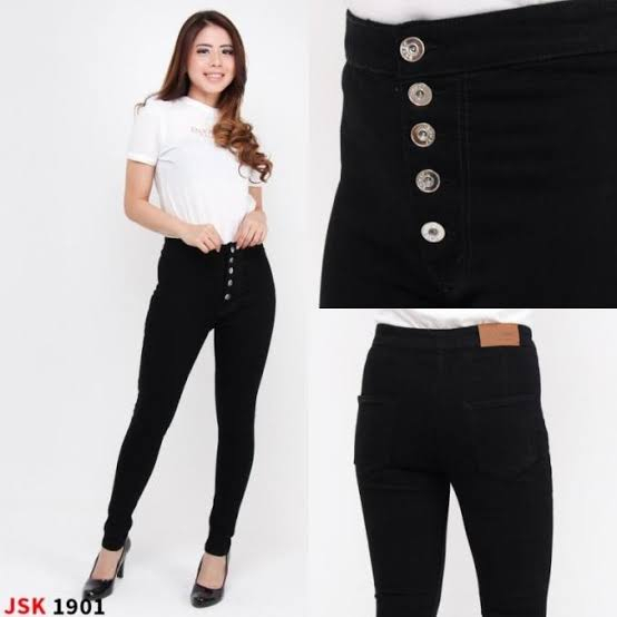 𝐊𝐈𝐑𝐀𝐍𝐈 Celana Highwaist Jeans Wanita Adjustable Non Stret Jeans Highwaist Korean Style