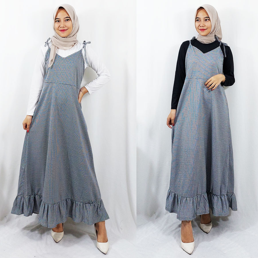 CARLINA FREE MANGSET OVERALL KOTAK TARTAN WANITA DRESS MAXY