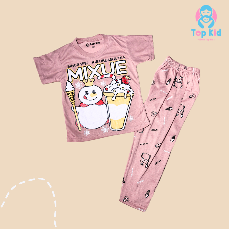 Top Kid Setelan Kaos Anak Mixue Celana Panjang 025