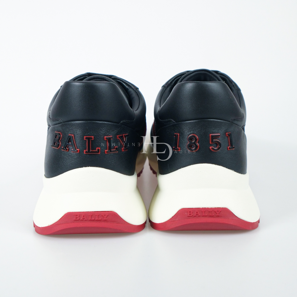 Blly SS23 Daryn 1851 Logo Leather Sneakers Black with Red/White Strip