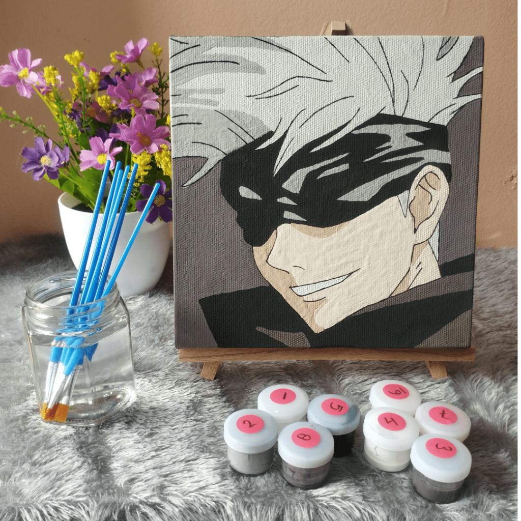 

Paint by Number Anime Jujutsu Kaisen Satoru Gojou - DIY Kit Melukis Kanvas 20x20 cm Lengkap Frame - Siap Lukis / Canvas Painting Kit