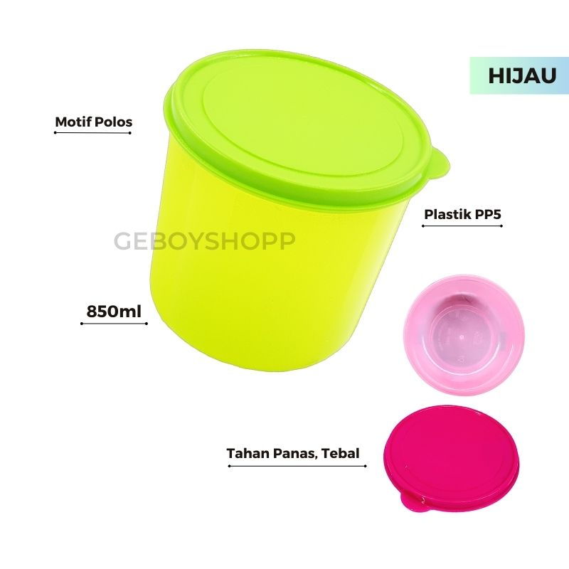 Toples Kue / Food Container / Toples Bulat Kedap Udara Zellie 850ml Foodgrade PP5