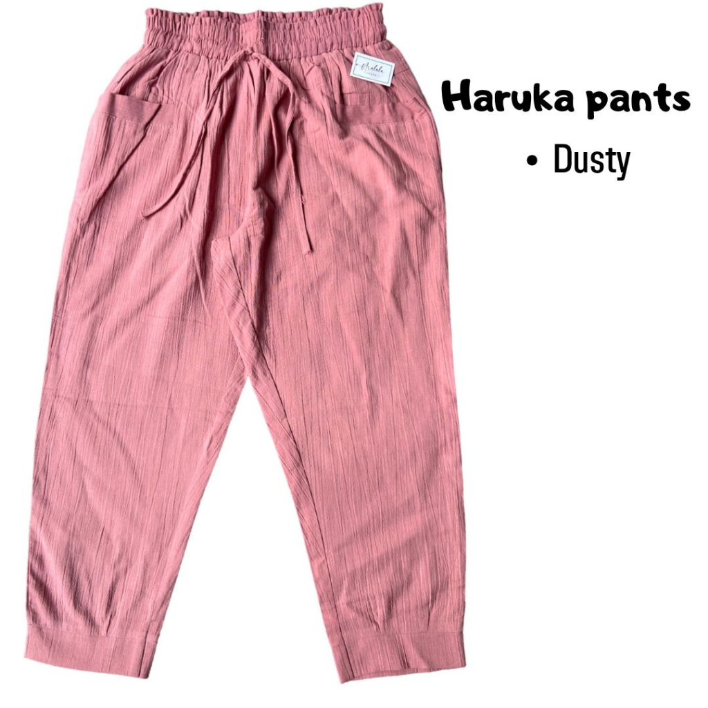 Haruka Pant linen crinkle Premium Celana 7/9 Wanita Murah