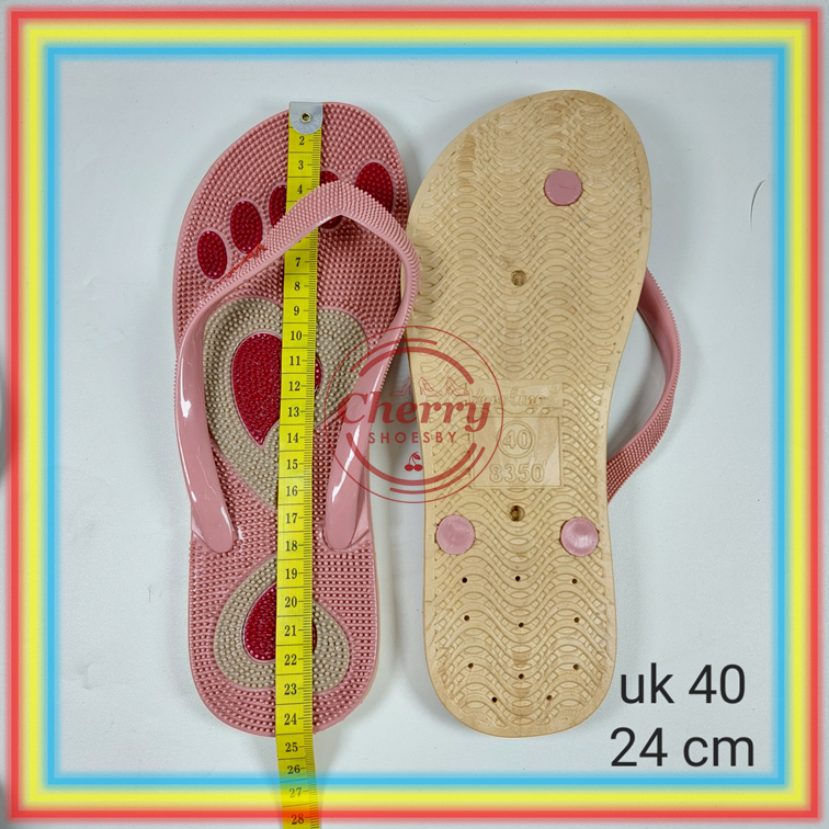 8350-15 Sandal Jepit Rematik Refleksi Verotino Sendal Duri Terapi Akupuntur Motif Telapak Kaki Love