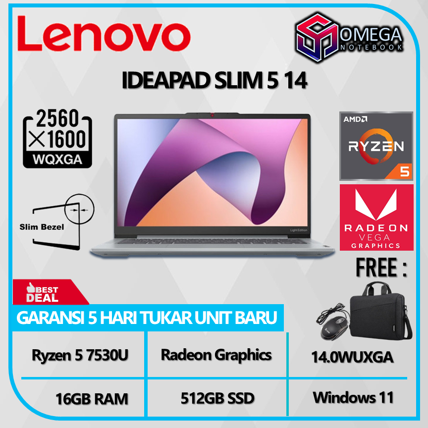 Lenovo Ideapad Slim 5 14 Ryzen 5 7530U 16GB 512SSD 14.0WUXGA Windows 11