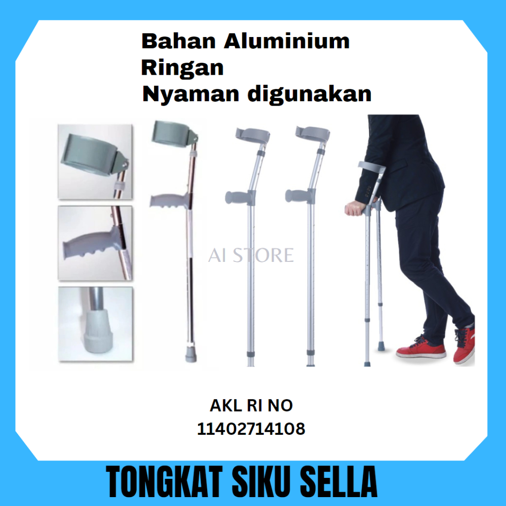 Tongkat Jalan / Tongkat siku / Tongkat Elbow / Tongkat Kruk/ Alat Bantu Jalan /Forearm Cructh/Alat Bantu Gerak/Tongkat Lengan Sella Murah Berkualitas