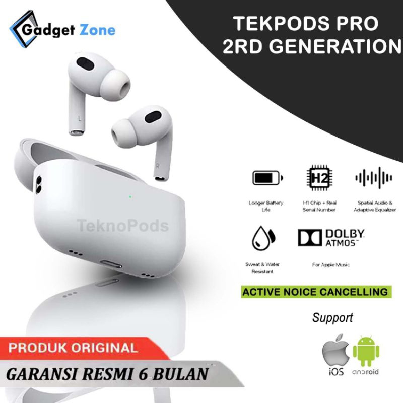 TeknoPods Pro 2nd Generation ANC H2 Chip Bluetooth Can Rename The Pods Pro Kualitas Premium