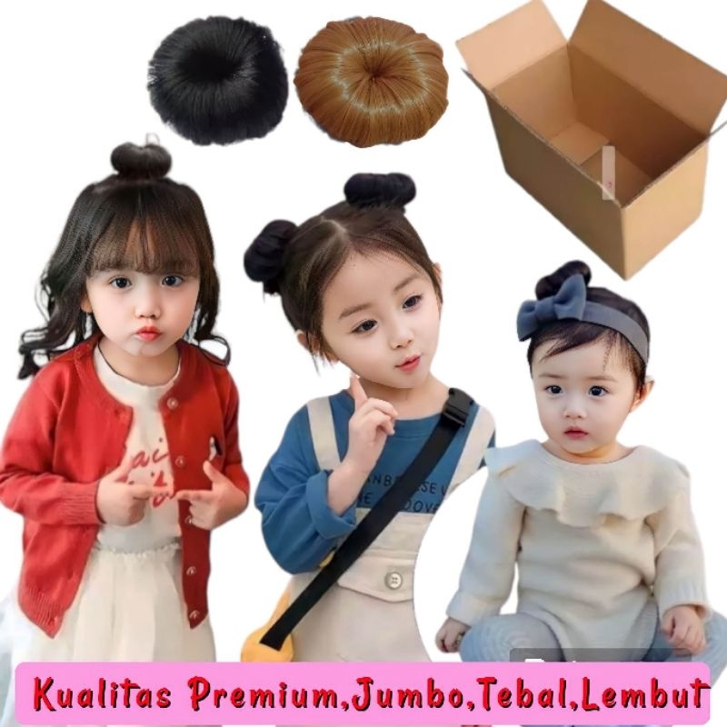 1Buah Korea Fun Bun / Jepit Rambut Palsu Anak Bayi / Jepit Cepol Sanggul Anak