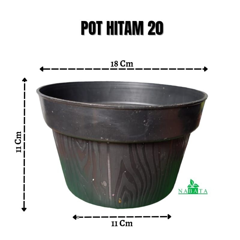 pot bunga hitam 20 / pot bunga murah
