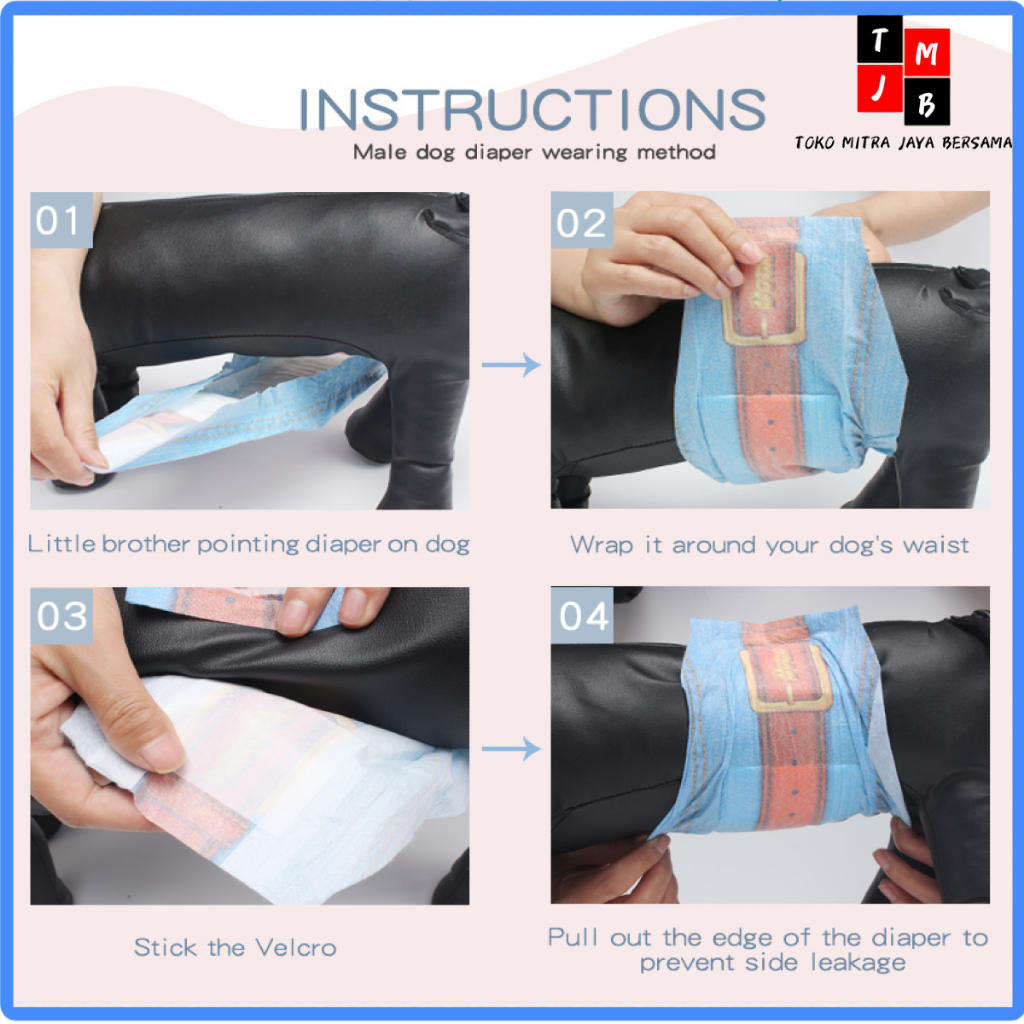 POPOK ANJING JANTAN XS S M DIAPERS MALE WRAPS MOTIF JEANS DONO HEWAN PELIHARAAN