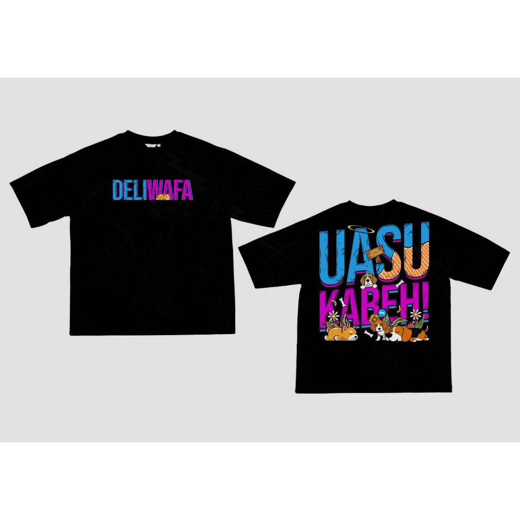 Deliwafa  - [Deliwafa] Oversize Unisex T-Shirt Uasuu Kabeh