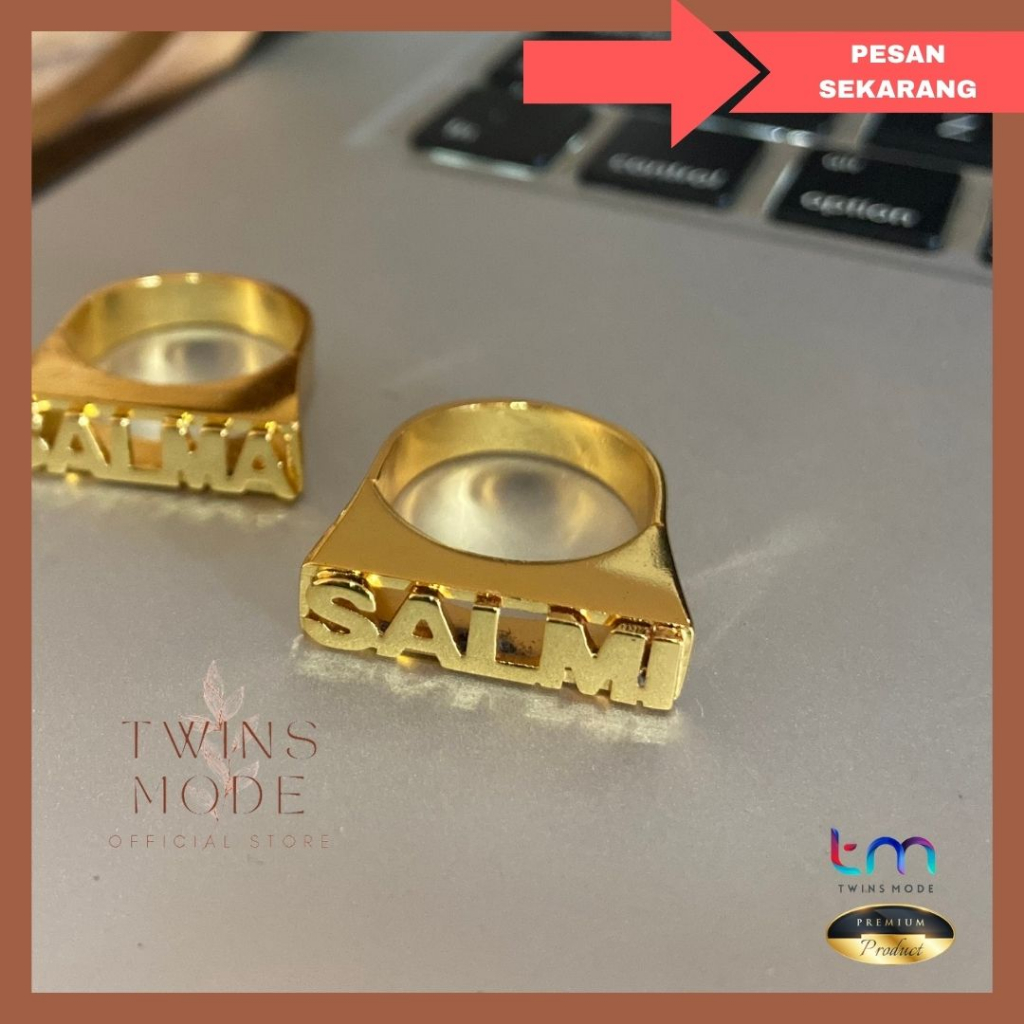 Cincin Custom Nama 3D Europe Style Hip Hop Lapis Emas Titanium Warna Awet Tahan Goresan