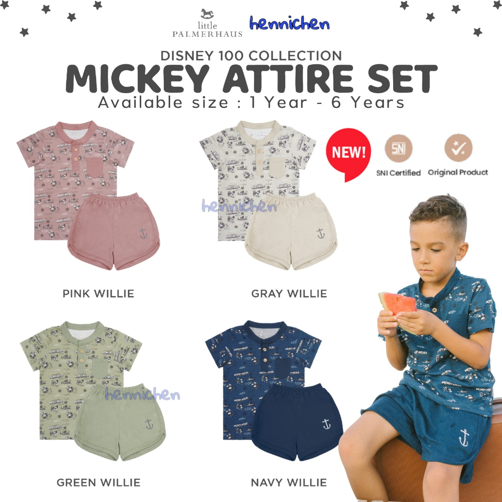 LITTLE PALMERHAUS DISNEY 100 ATTIRE SET SETELAN BAJU PENDEK ANAK UNISEX 1-6 TAHUN