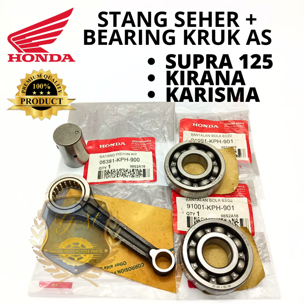 ORIGINAL PAKET STANG SEHER PISTON SET PLUS BEARING KRUK AS 2 BIJI 63/22 SETANG HONDA KPH KARISMA SUP