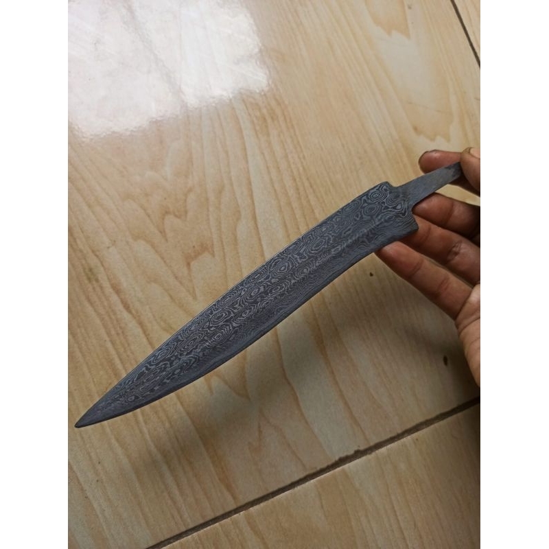 pisau daging pamor Damascus asli tempA 20 cm