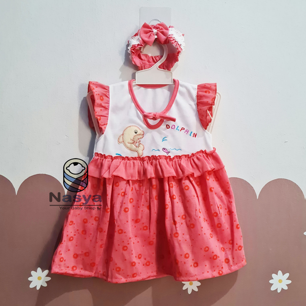 [P-009] Dress Bayi (0-6 bulan) / Setelan Bayi Perempuan Motif Girl Renda