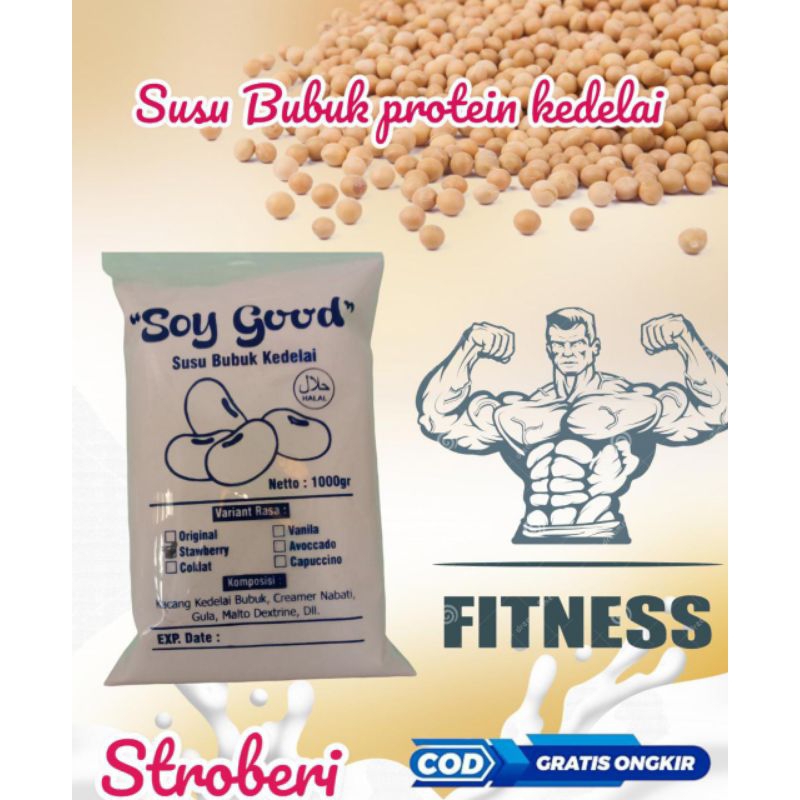 

Susu bubuk kedelai protein rasa stawbery berat 1000gram